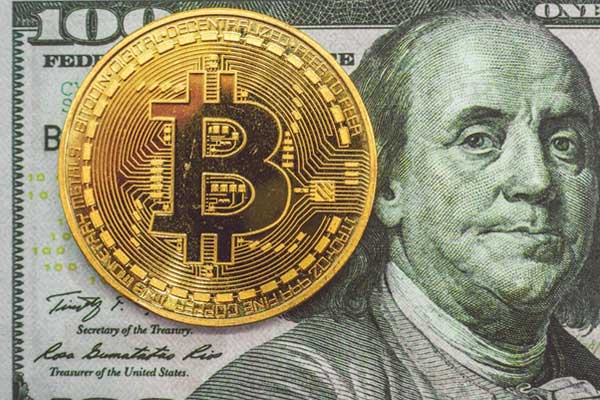 Bitcoin auf 100-Dollar-Note
